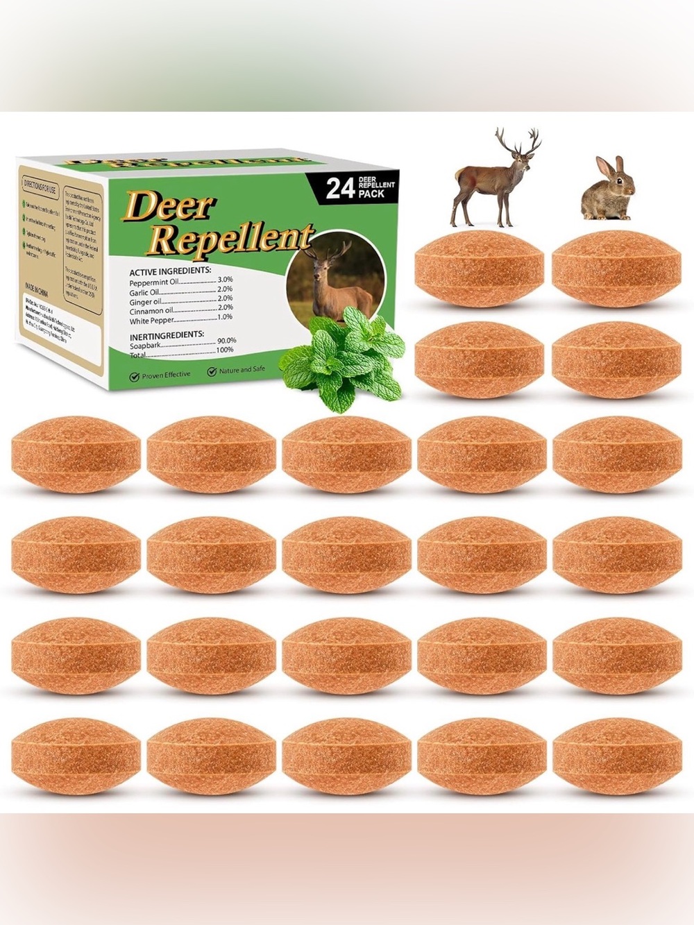 24 Pack Deer Repellent, Rabbit Repellent, Outdoor Deer Deterrent